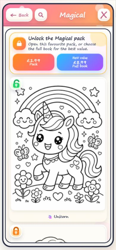 Picture category and parent unlock prompt