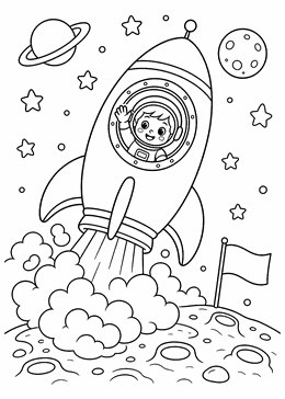 Rocket launch colouring picture