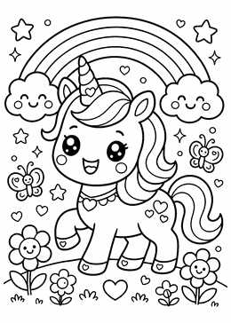 Unicorn colouring picture